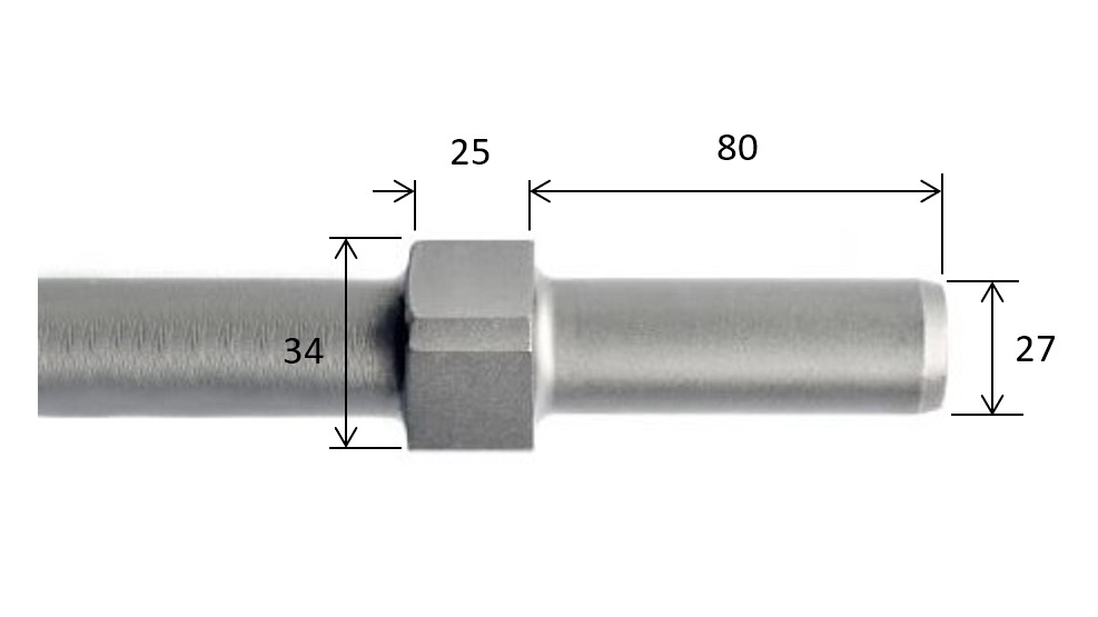 rond 27 x 80 mm 4-kant 34 mm