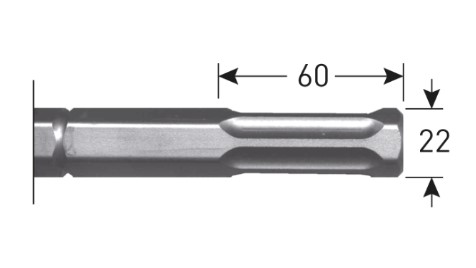 6-kant 22 mm met 6 groeven