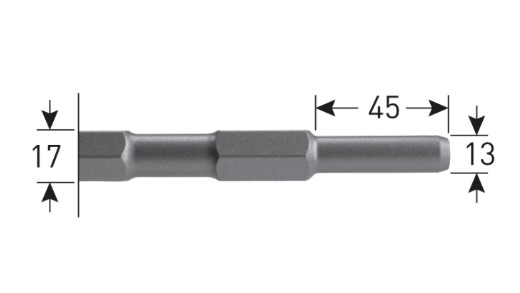 rond 13 x 45 mm 6-kant 17 mm met uitsparing